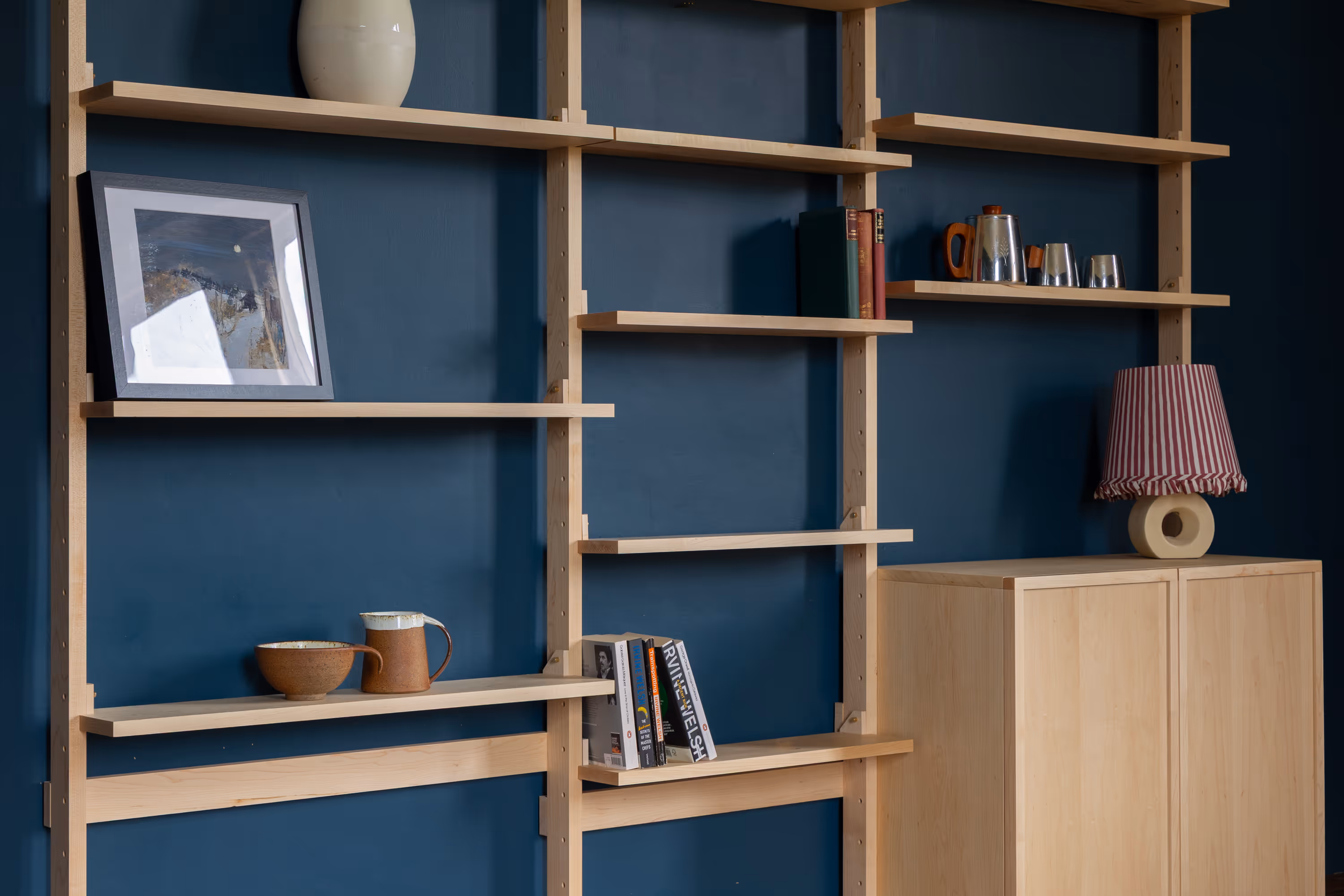 Close-up of an example Forma setup, showing shelving