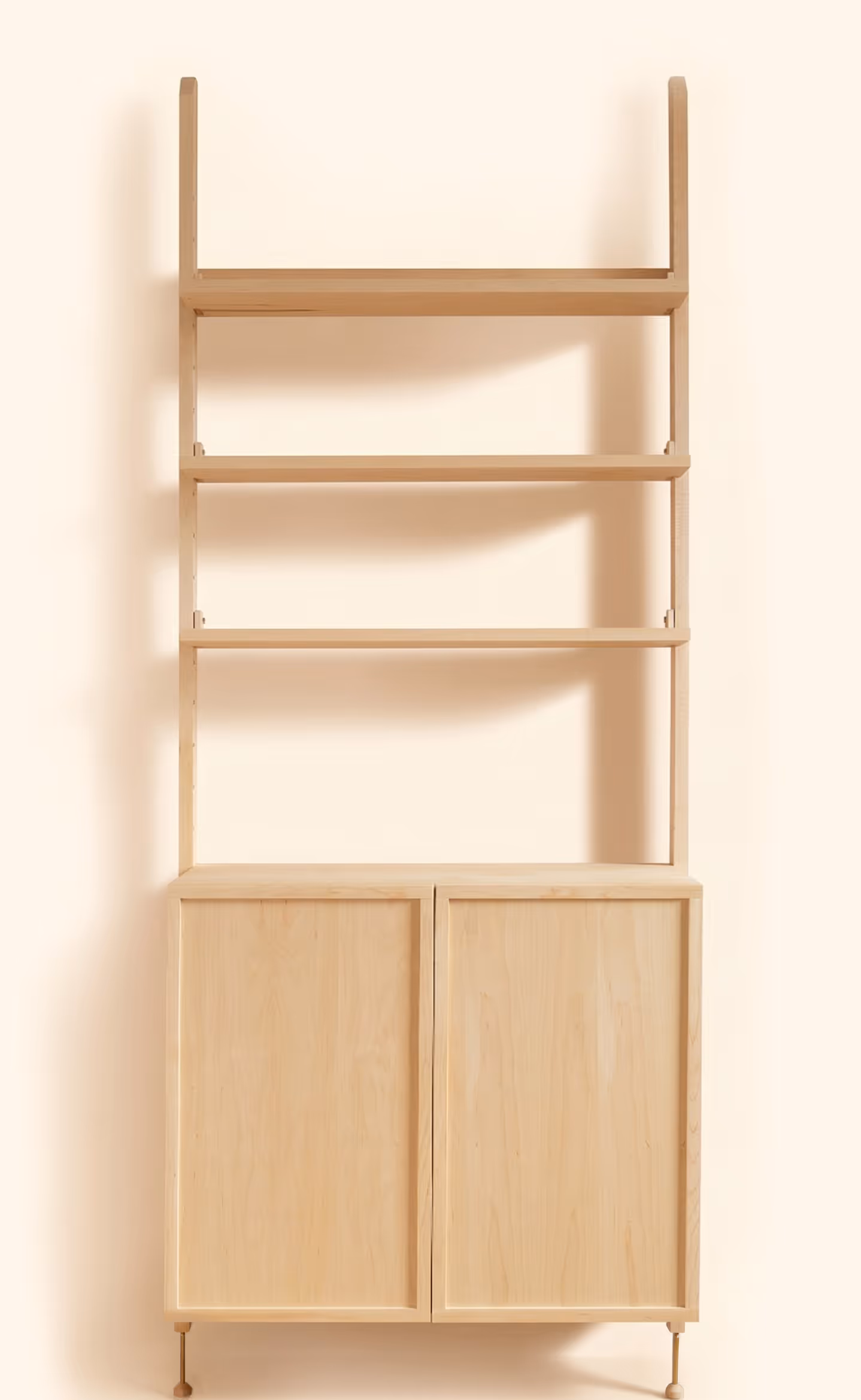 Photograph of an example Forma single-bay setup, with a closed large cabinet and shelves