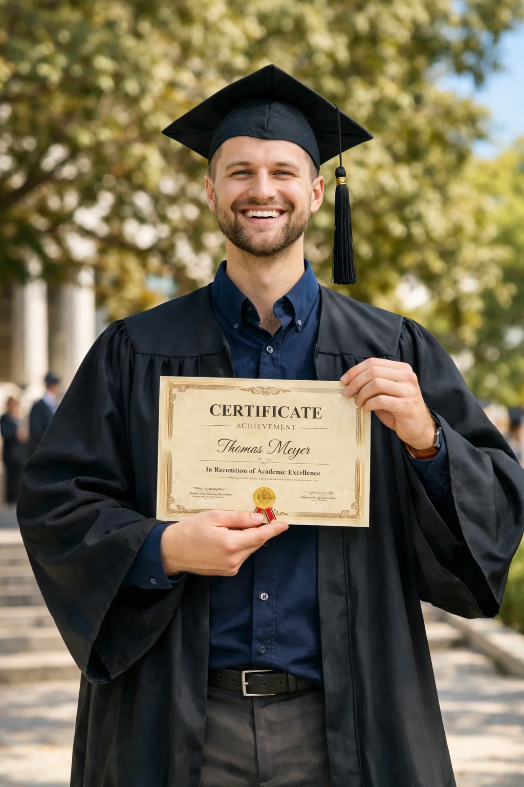 Formando segurando diploma para tradução acadêmica
