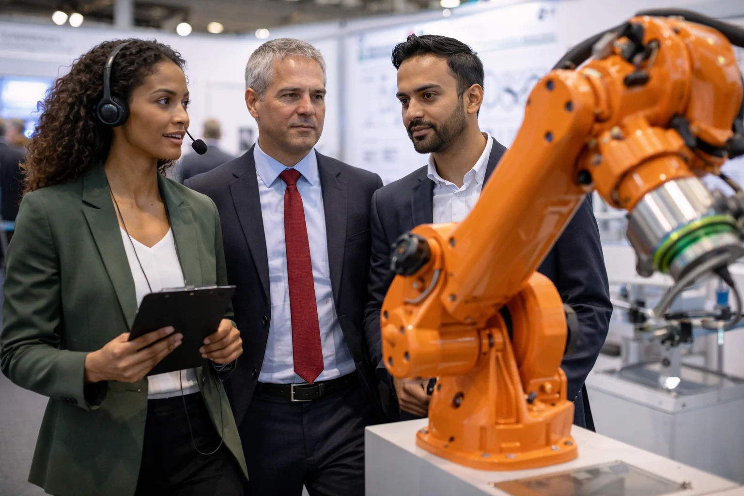Interpretação em ambiente industrial durante visita técnica
