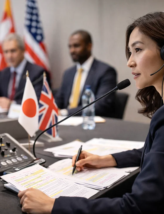 Tradução para reuniões e eventos internacionais
