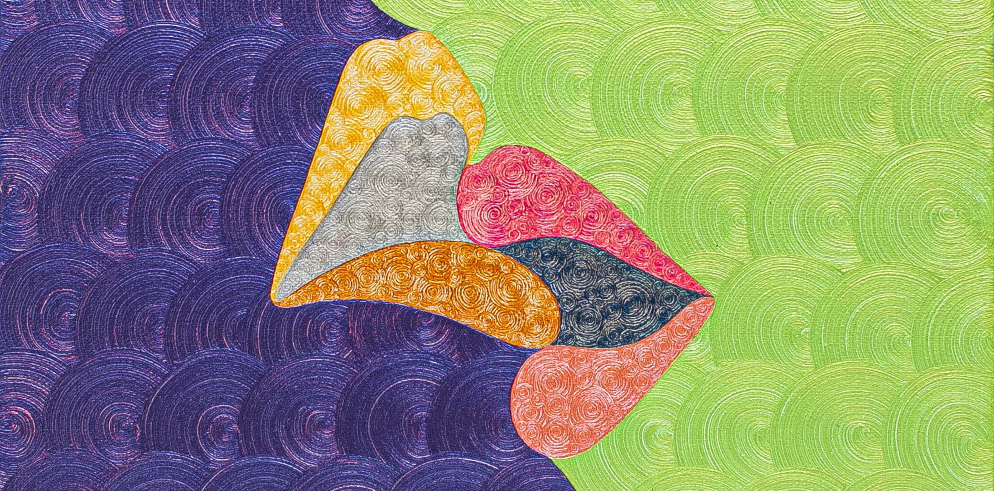 Abstract TwiddleART painting with colorful organic forms by Nala Kun