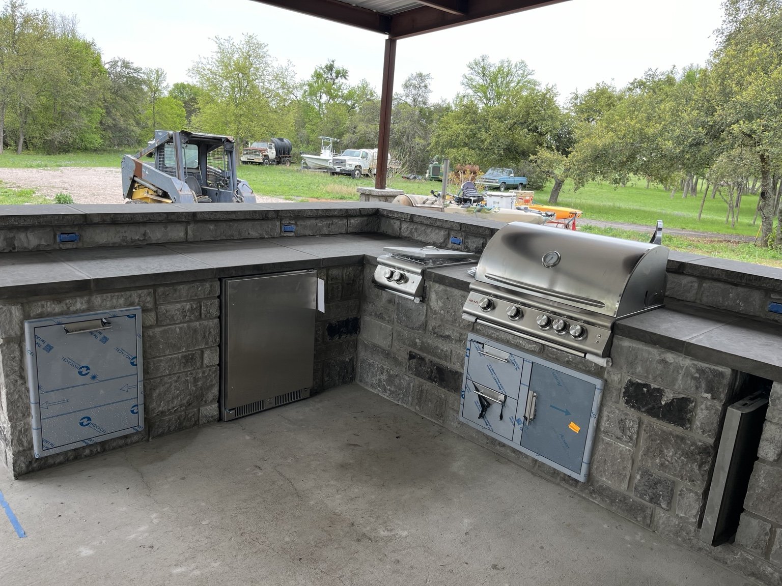 Custom masonry outdoor kitchen