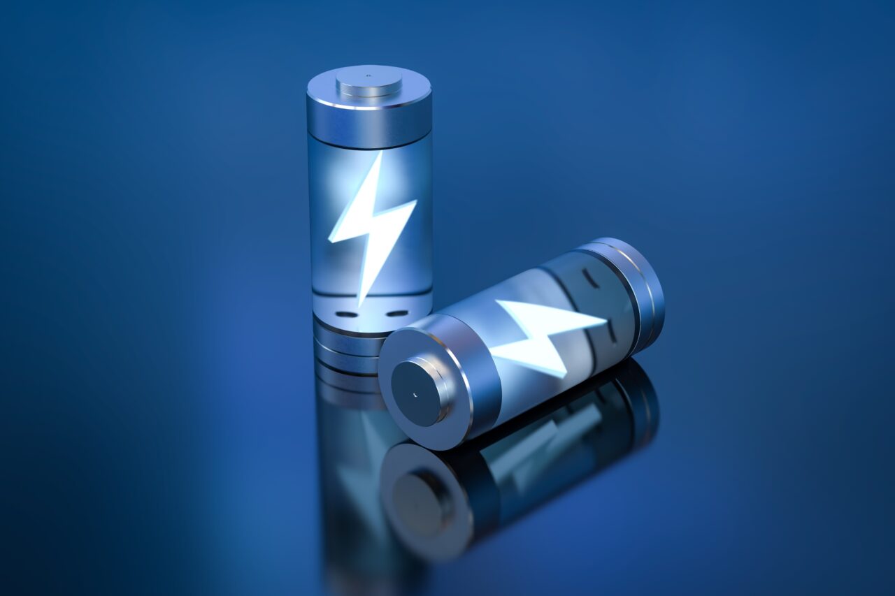 Tekening van twee batterijen