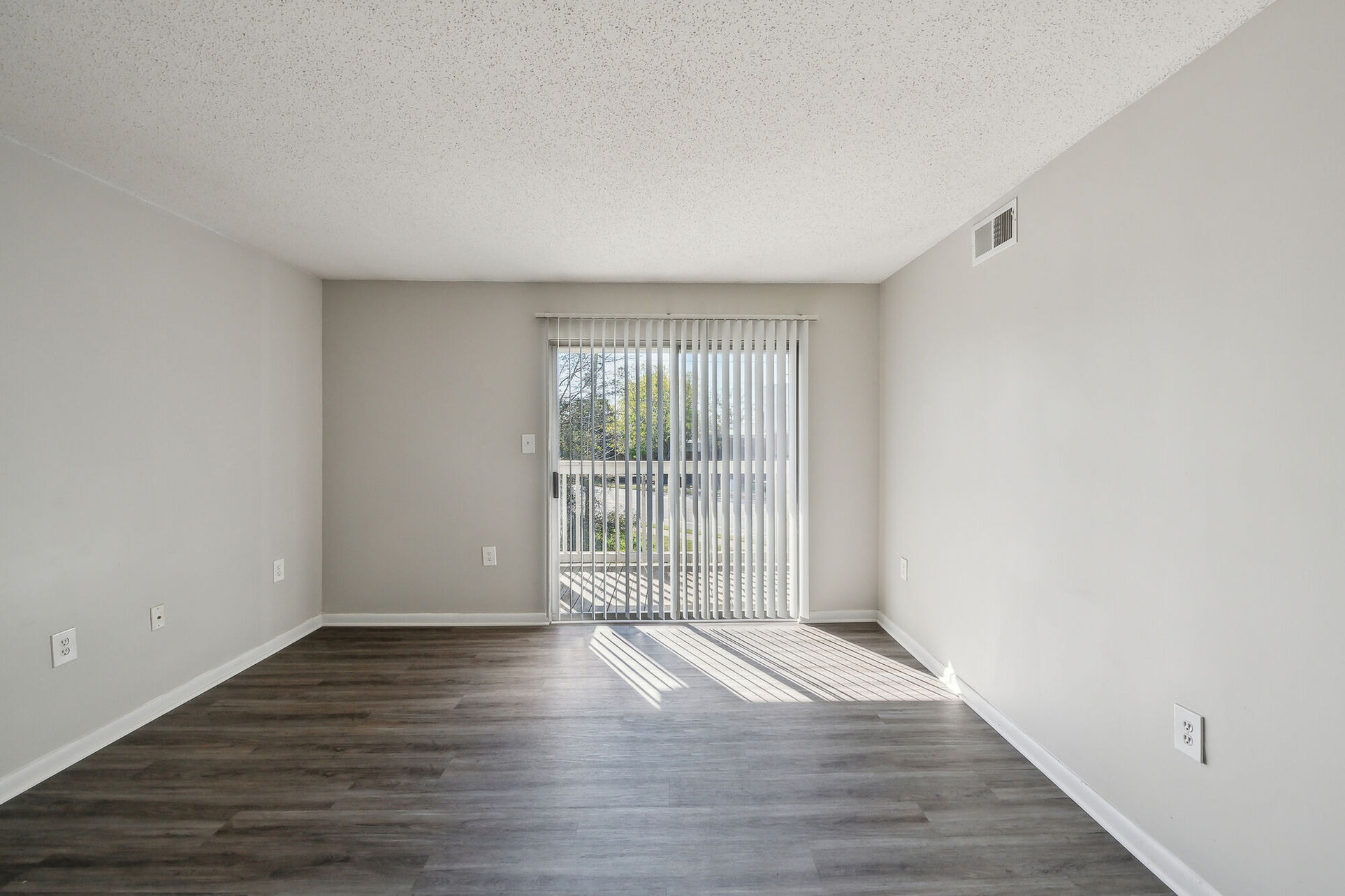 Living room with glass slider door