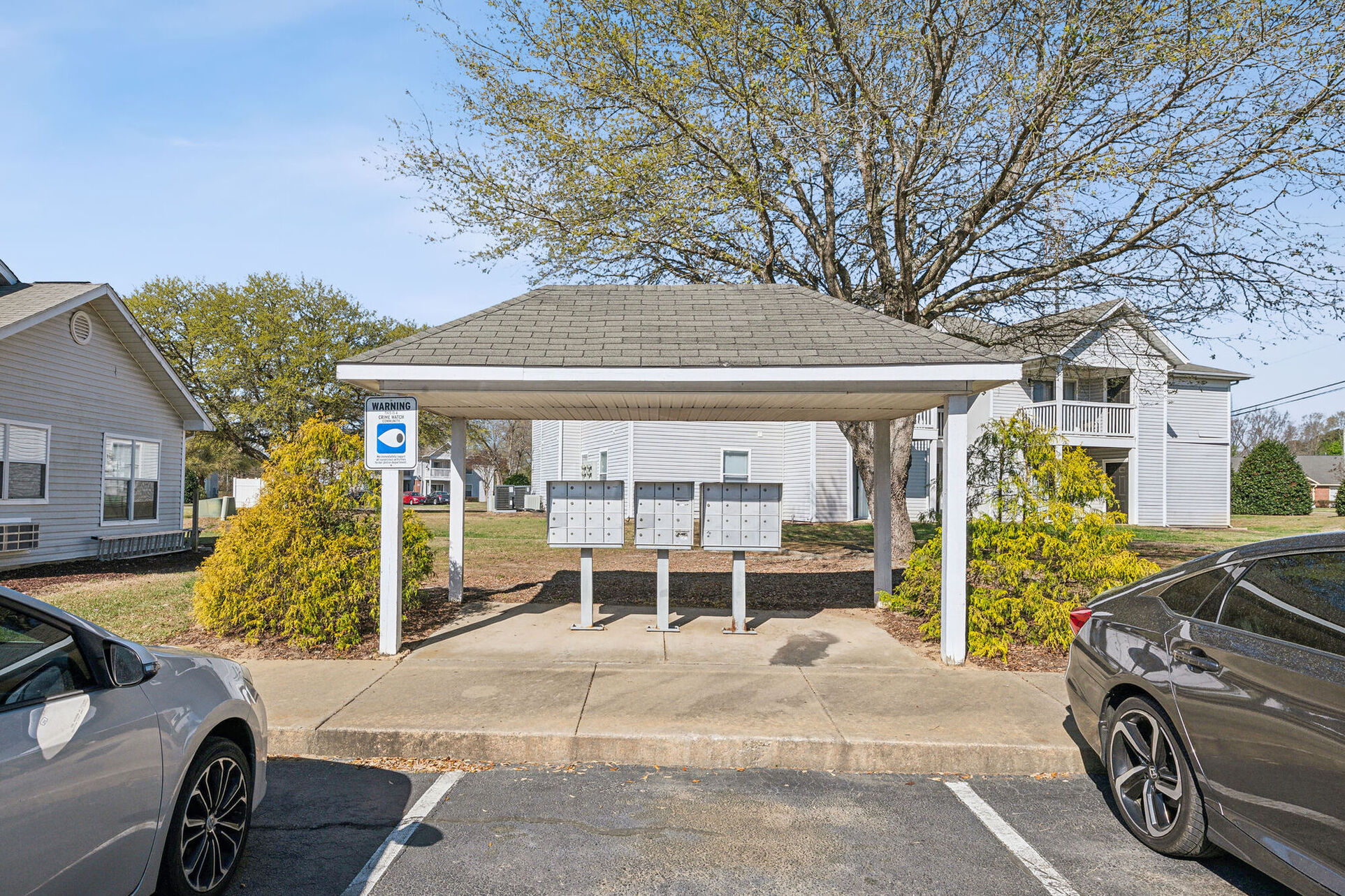 Mail area with canopy to cover 