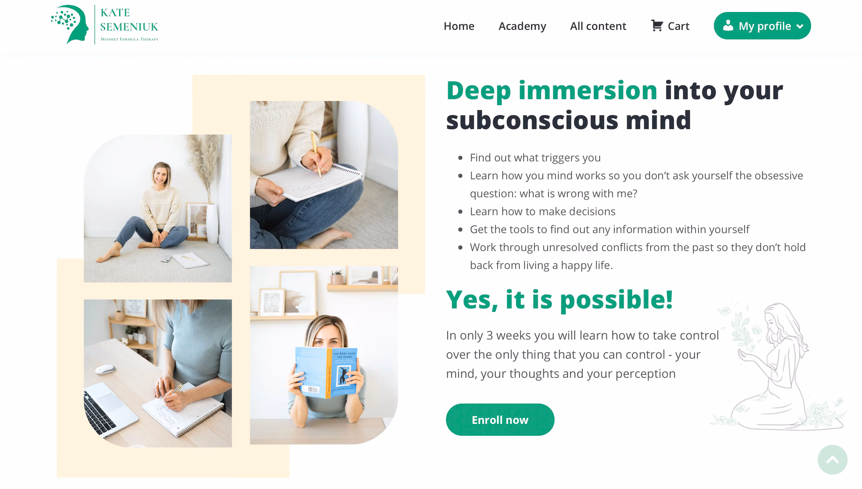Hypnotherapy lesson page