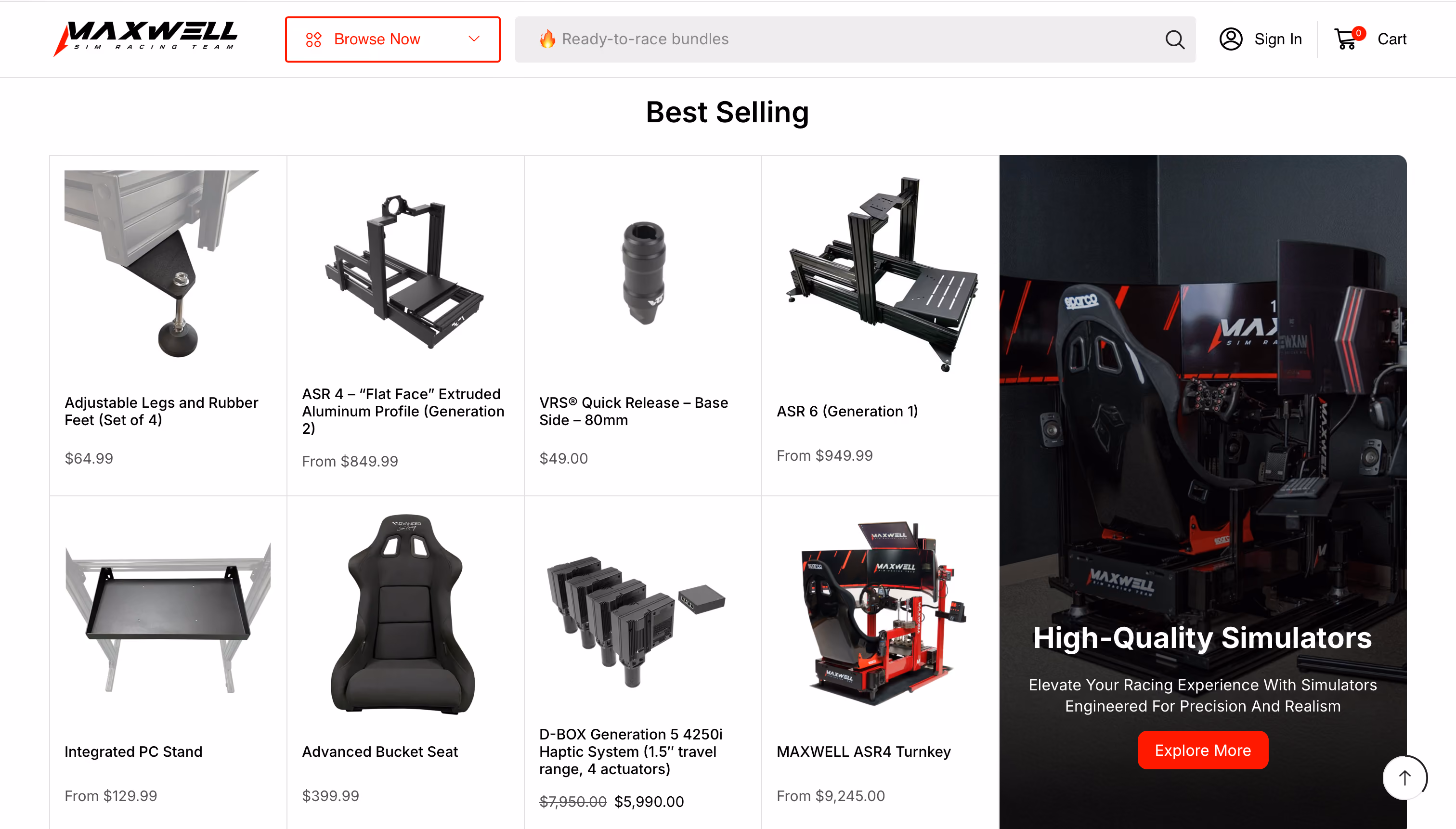 Maxwell Sim Racing storefront sign