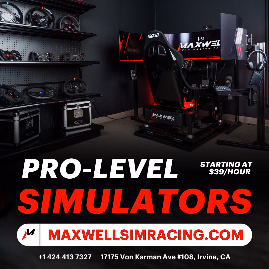Maxwell social ad for professional racing simulators