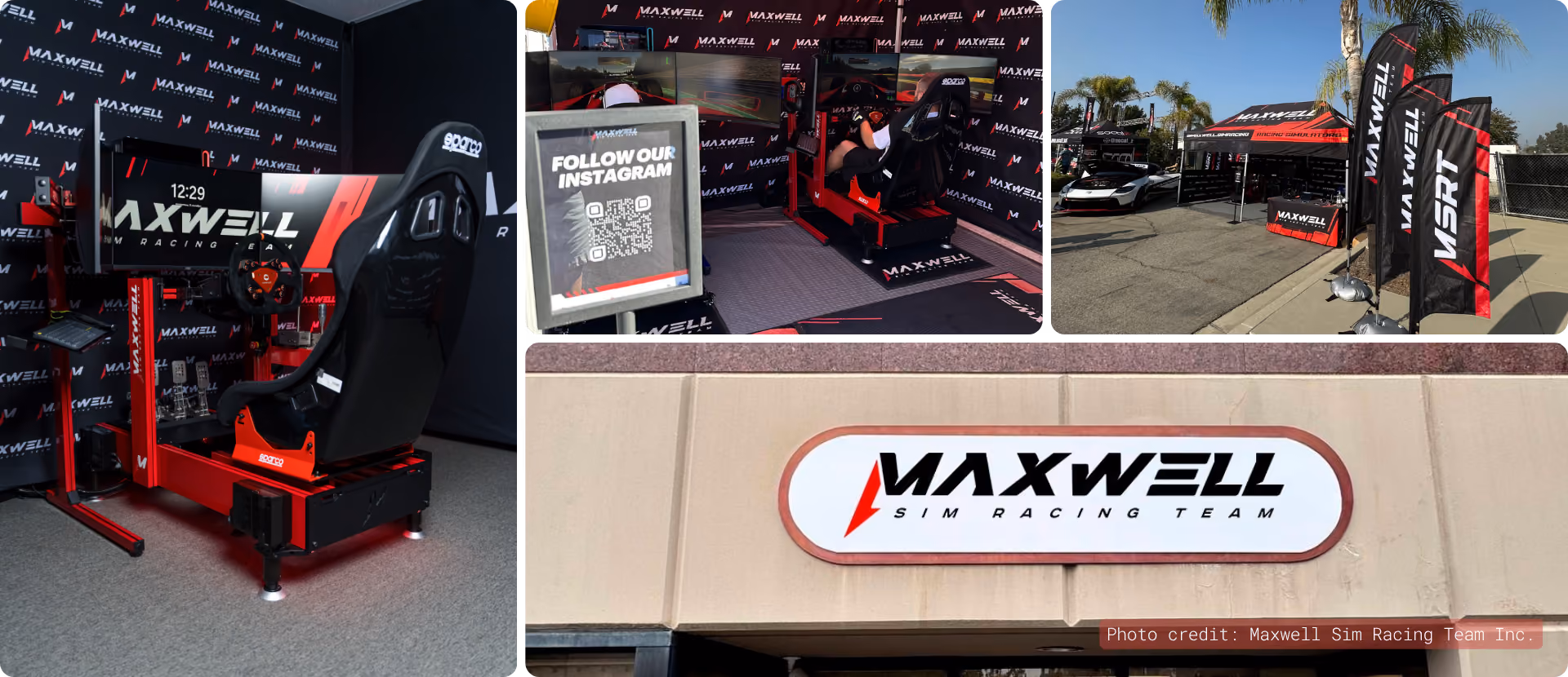 Maxwell showroom with simulators and racing equipment