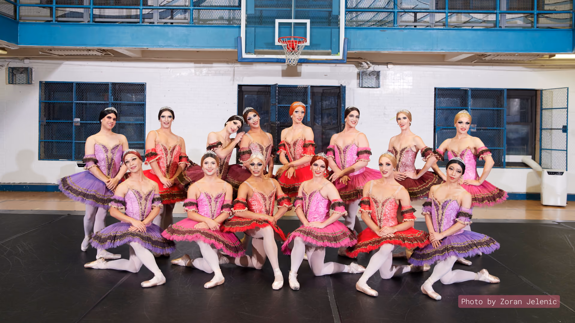 Trockadero dancers in a comic ballet pose