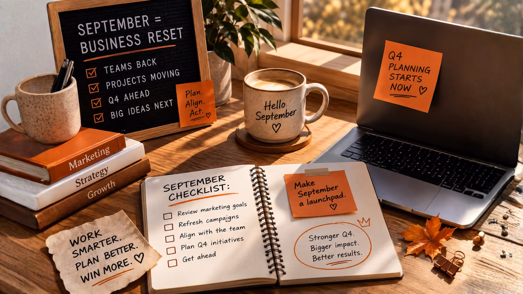 September business reset checklist on a desk