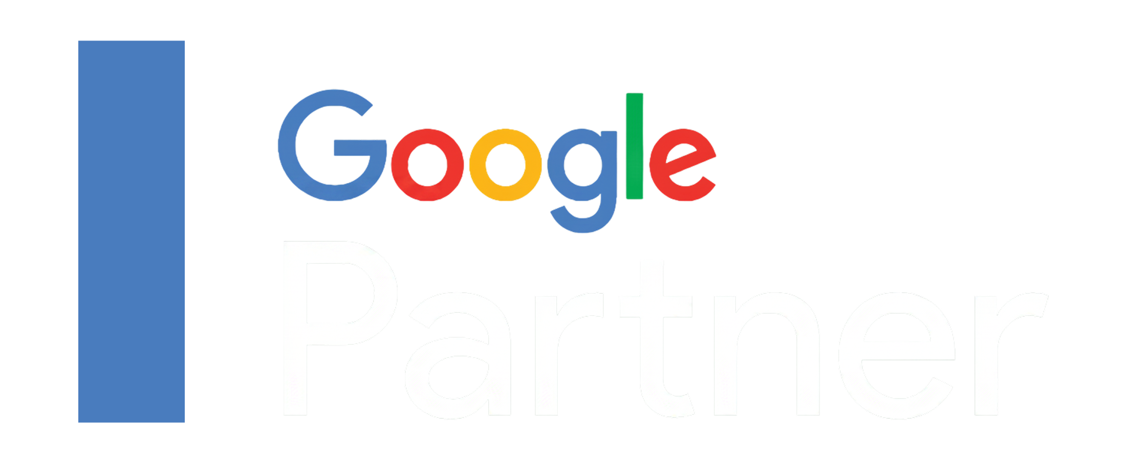 Google Partner logo with multicolor Google text and white Partner text on black background.