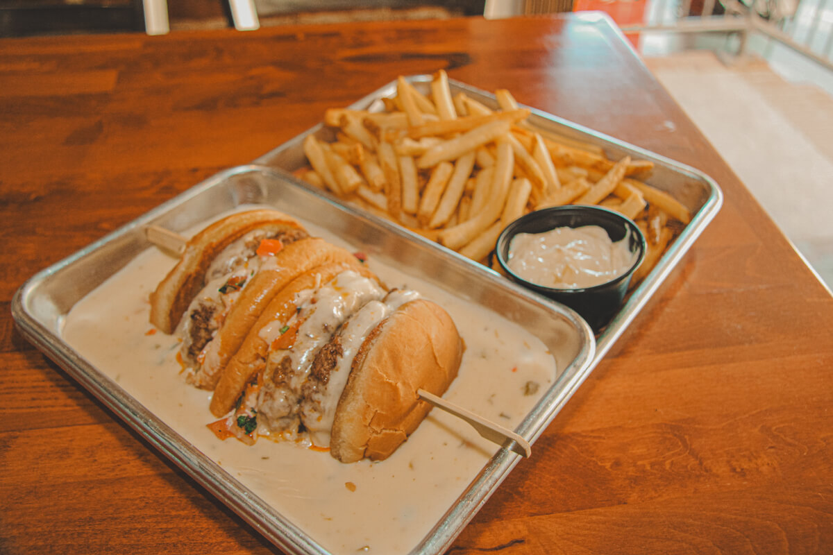 Queso-Brisket Double Burger