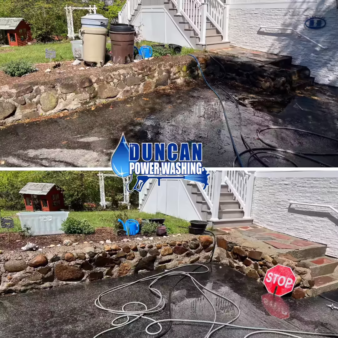 Duncan Power Washing pressure washing a patio and walkway