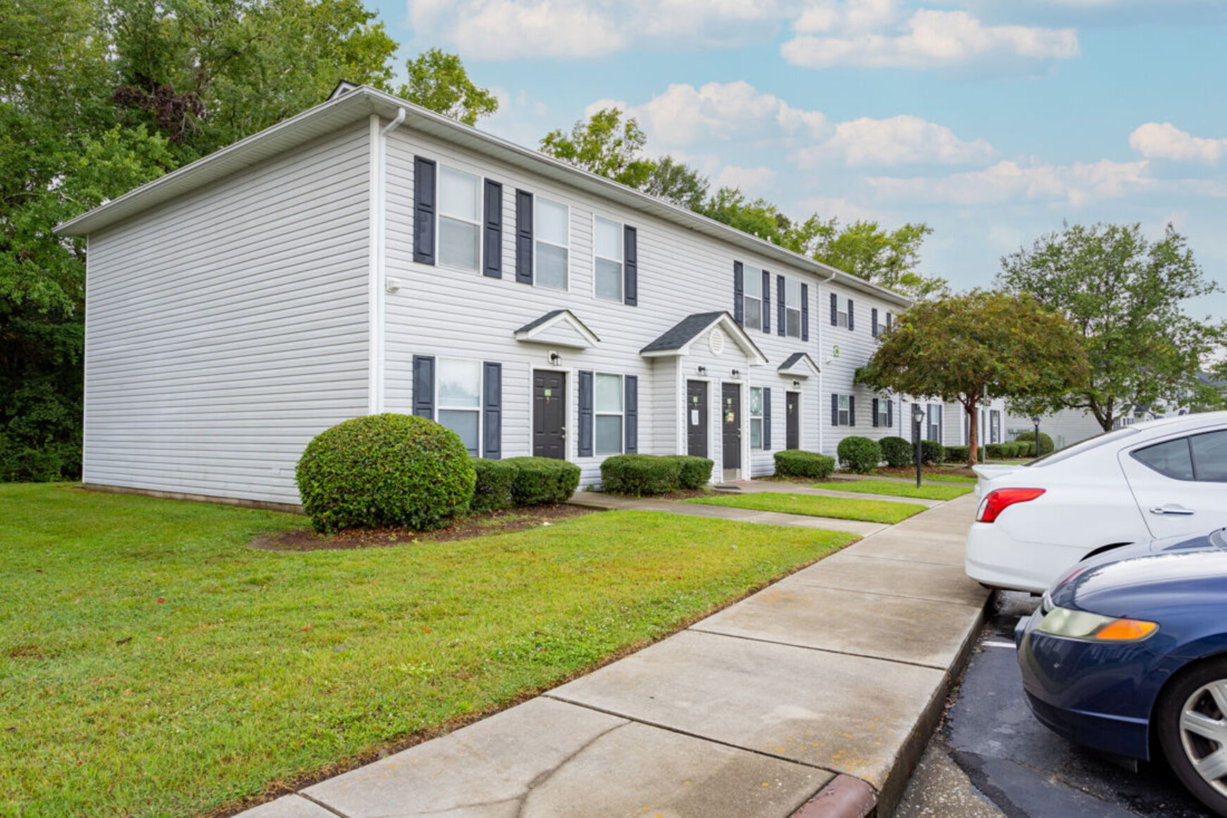 Exterior of buildings and parking lot