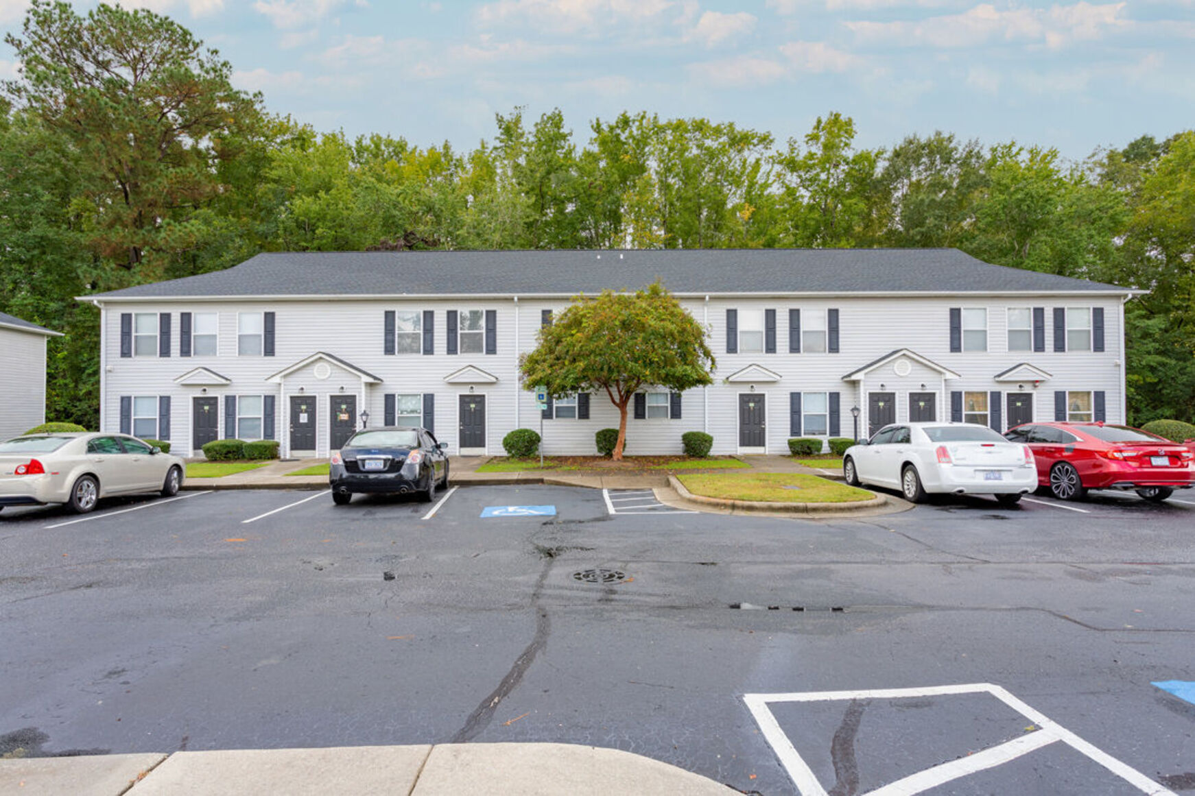 Exterior of buildings and parking lot