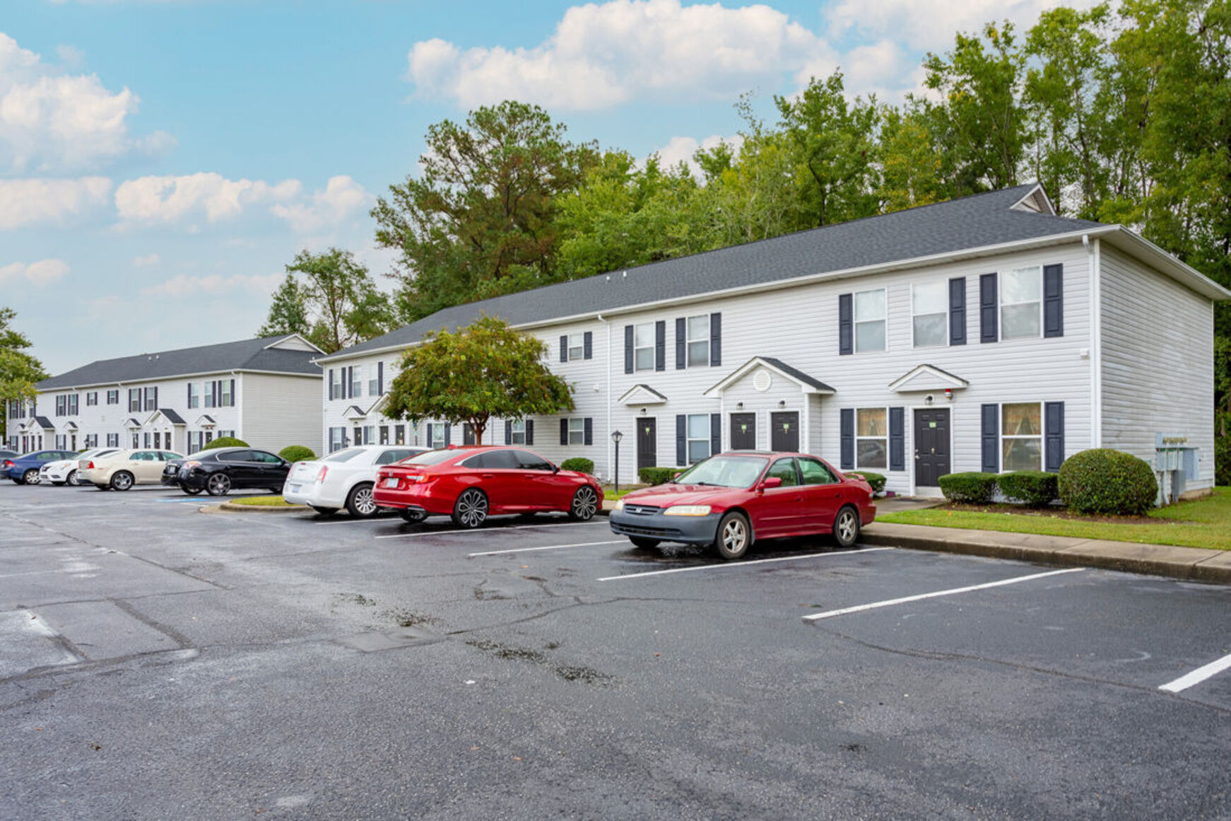 Exterior of buildings and parking lot