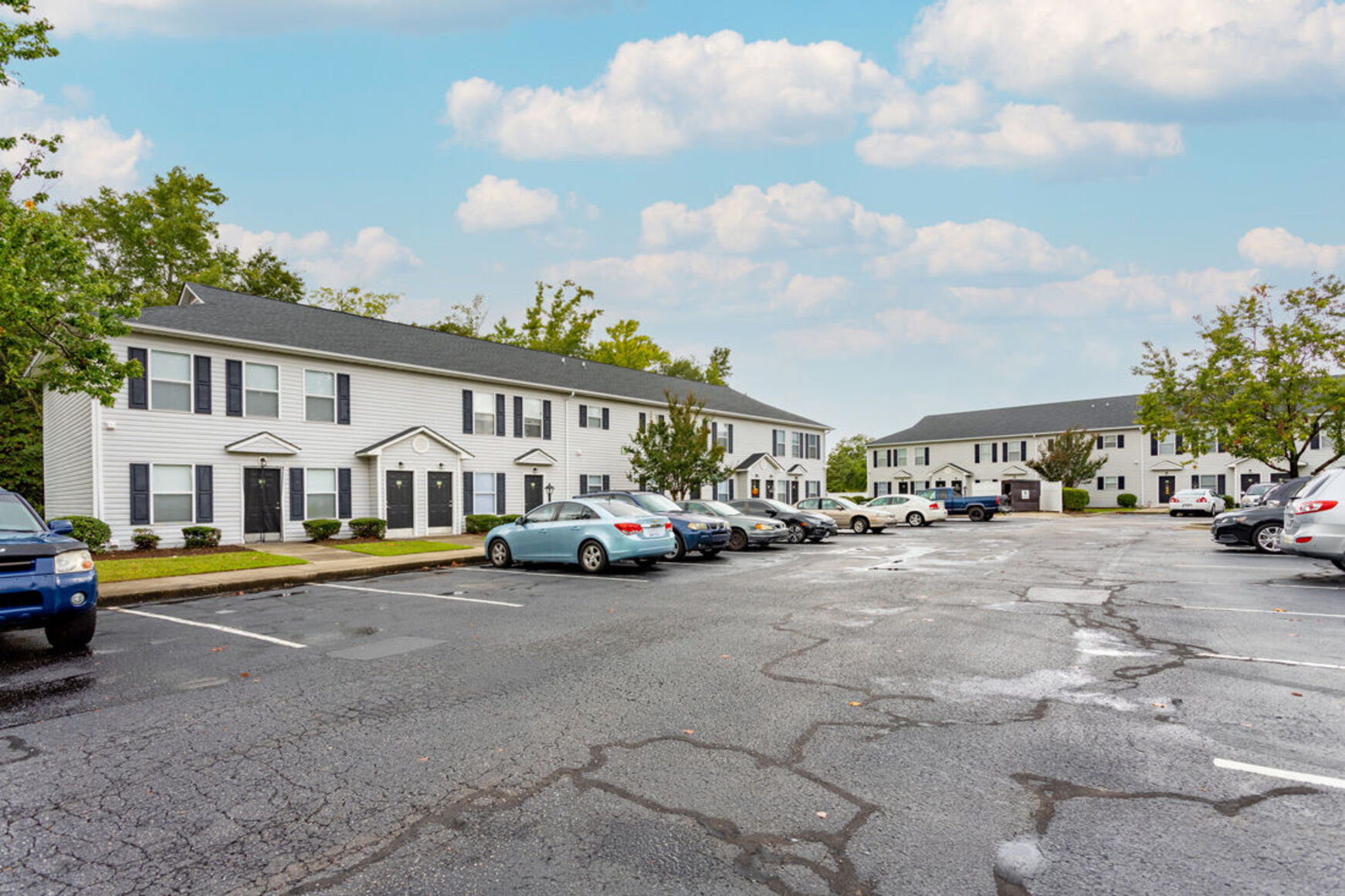 Exterior of buildings and parking lot