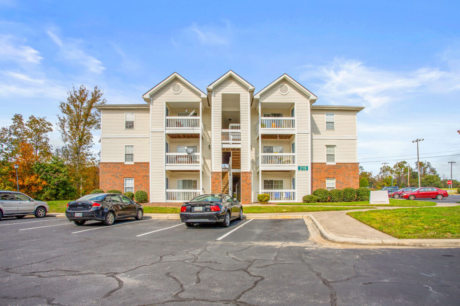 Exterior of buildings and parking lot