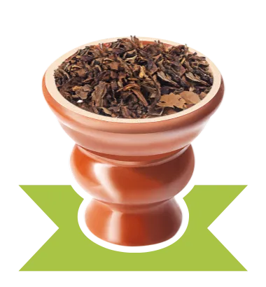 A cup of tea sitting on top of a wooden stand.