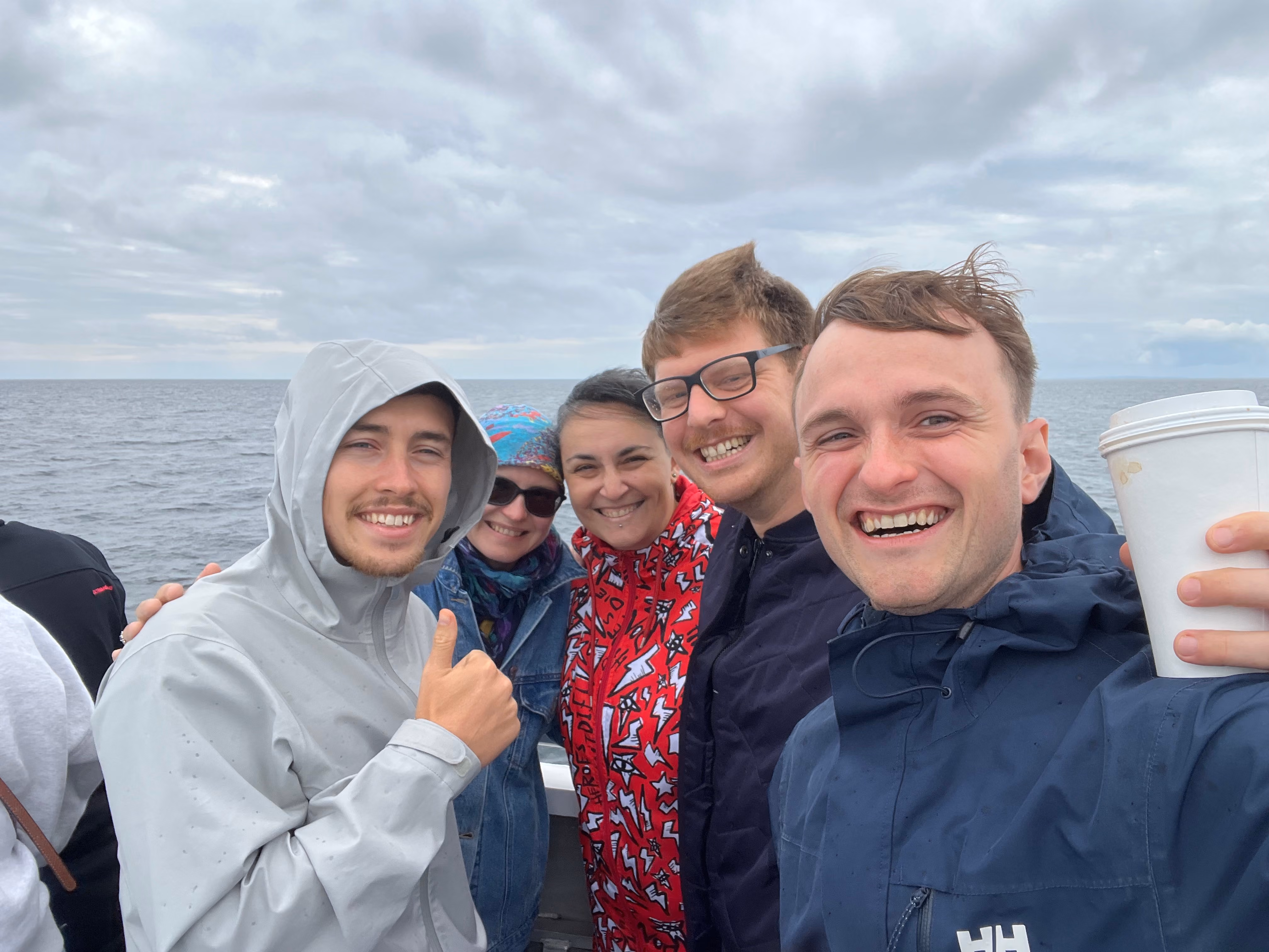 Left to right: Jimmy Elphick, Irina Zaman, Maria (Alkoreiel) Karavá, Jack Redley, Ollie McMillan