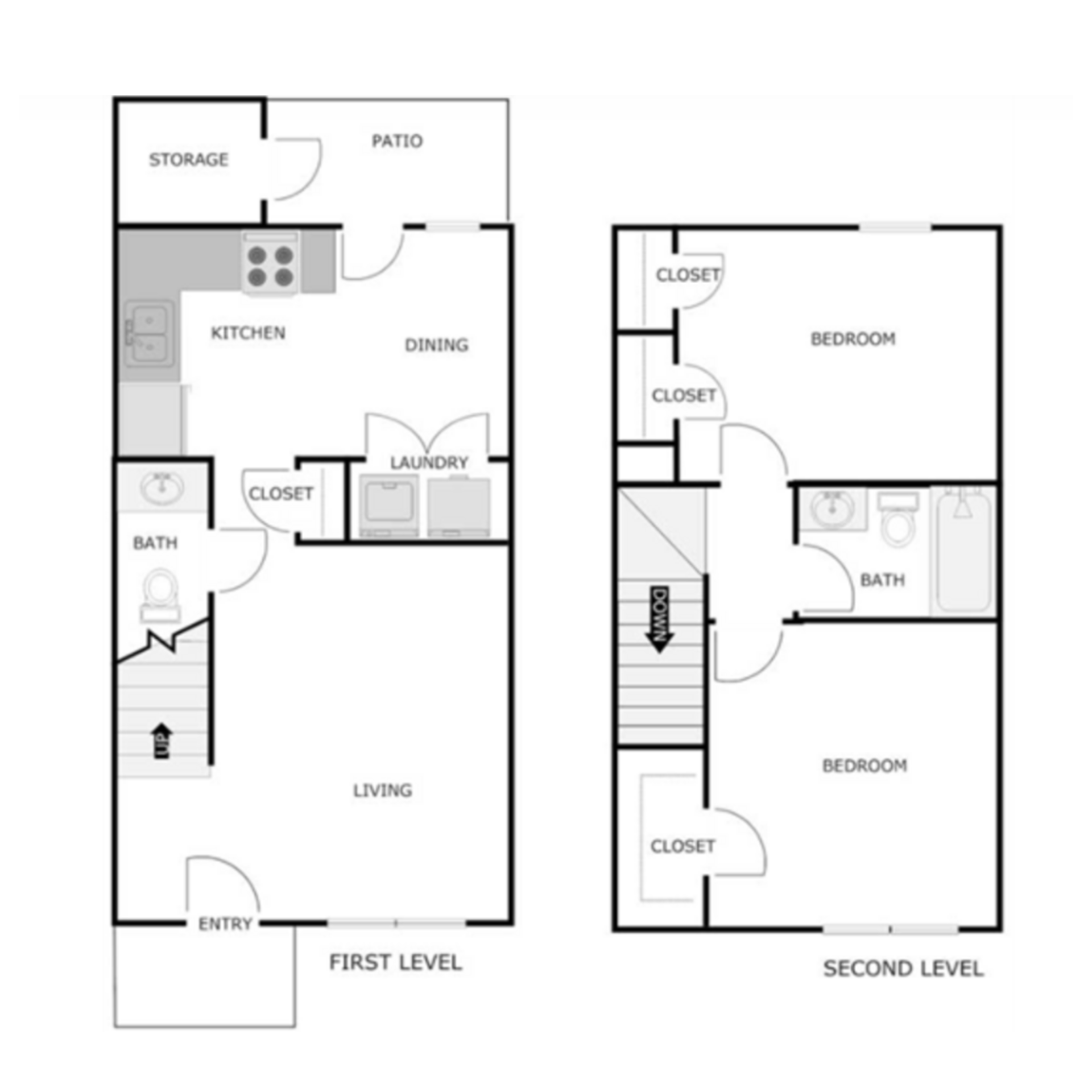 Two Bedroom Townhome layout