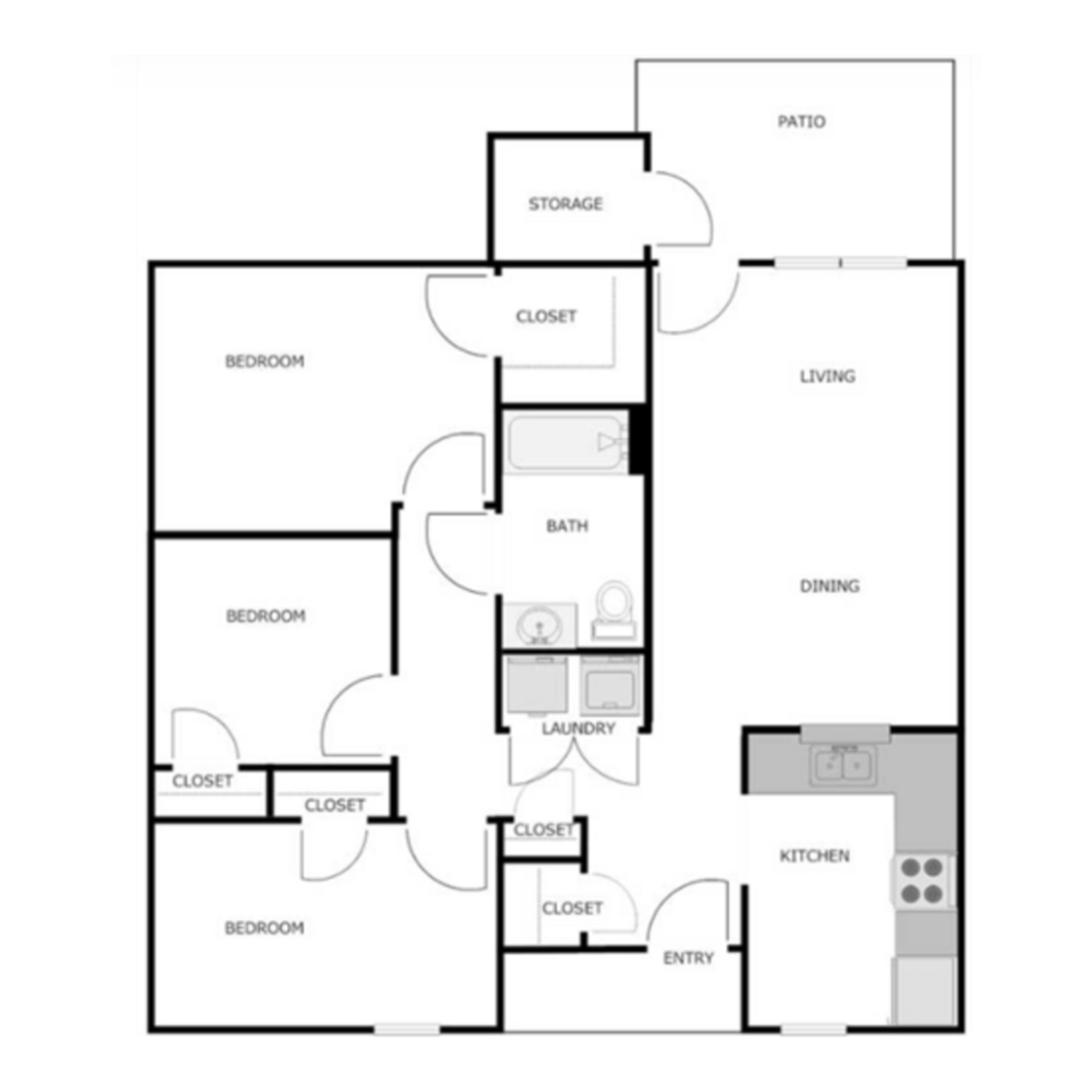 Three Bedroom Apartment layout