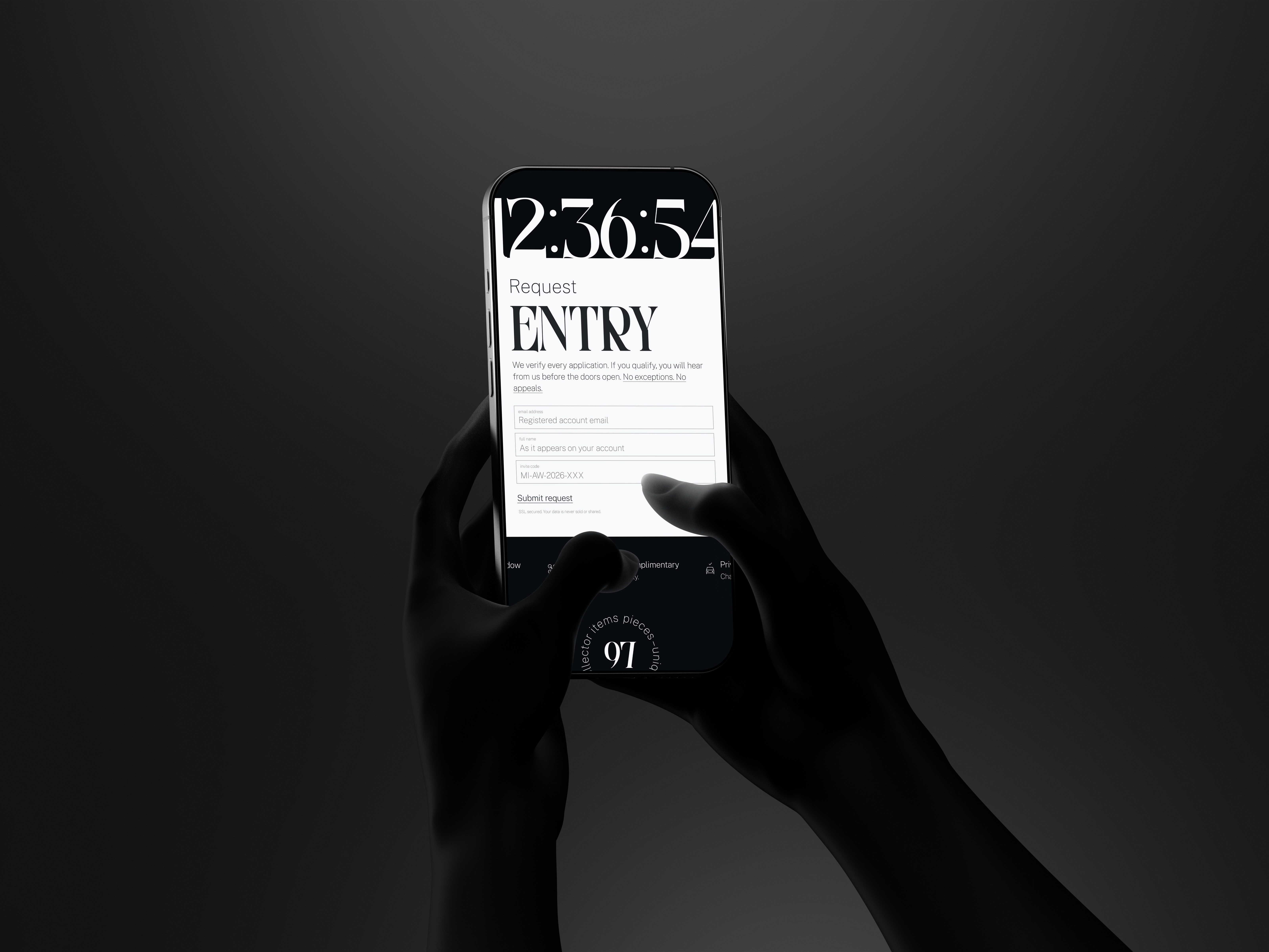 Landing page UX Ui design with two hands holding an Iphone mockup