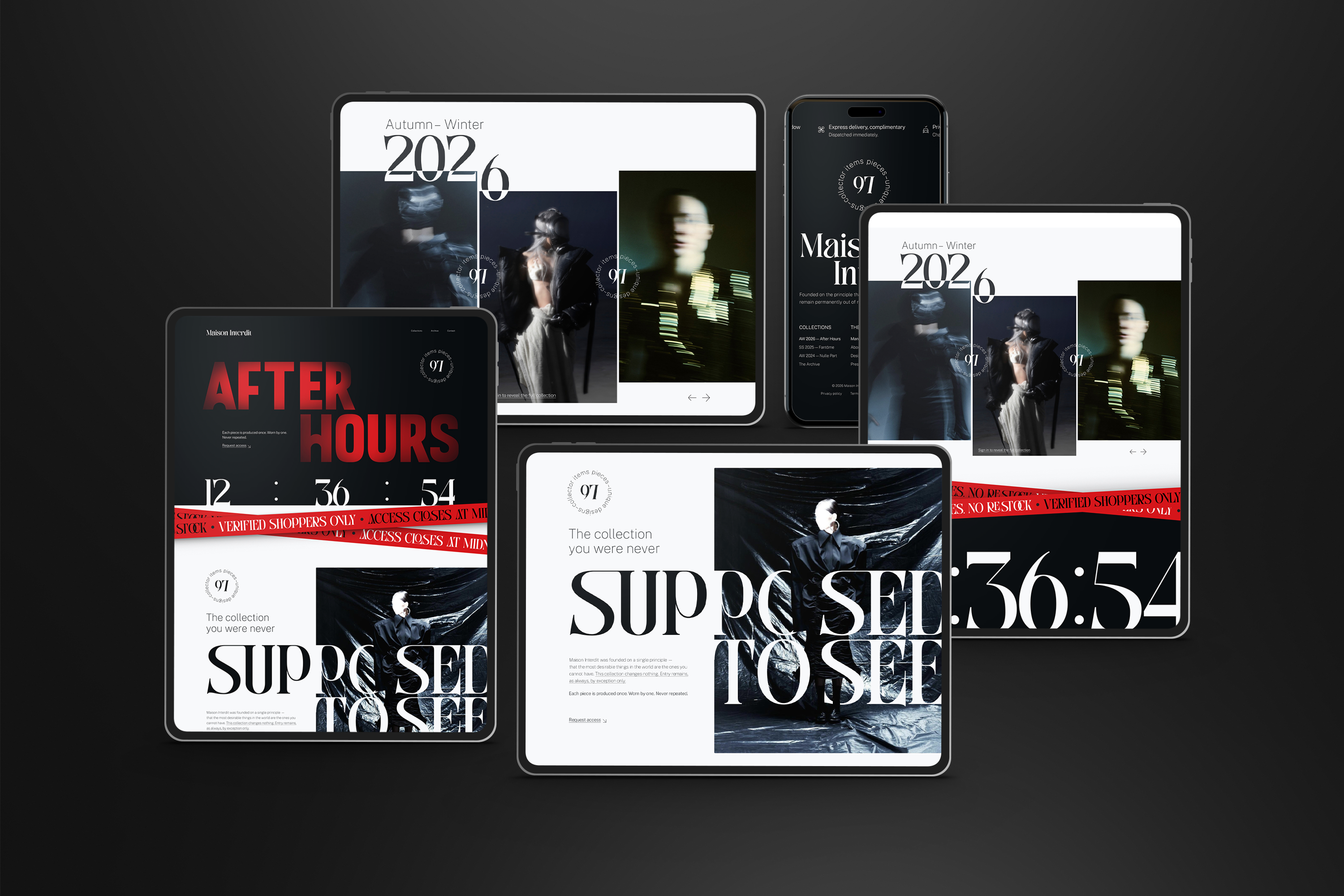 Landing page UX Ui design on several devices iPads and IPhone mockup