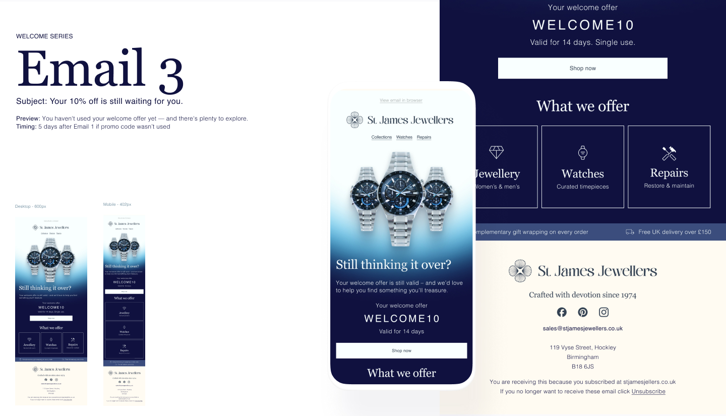 Email 3 design mockup from the welcome series