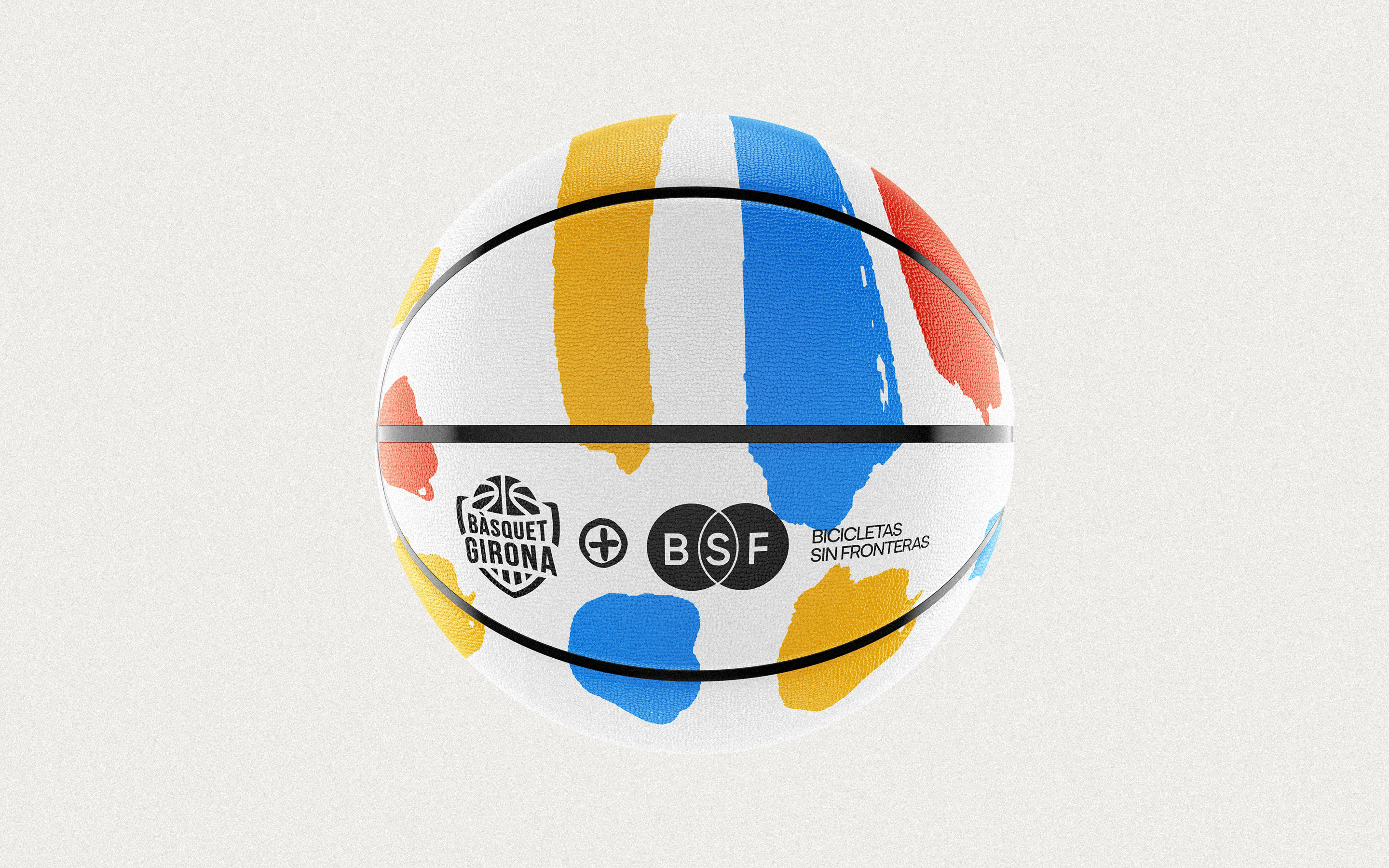 Cyclists Without Borders cycling illustration with helmet and colour graphic system
