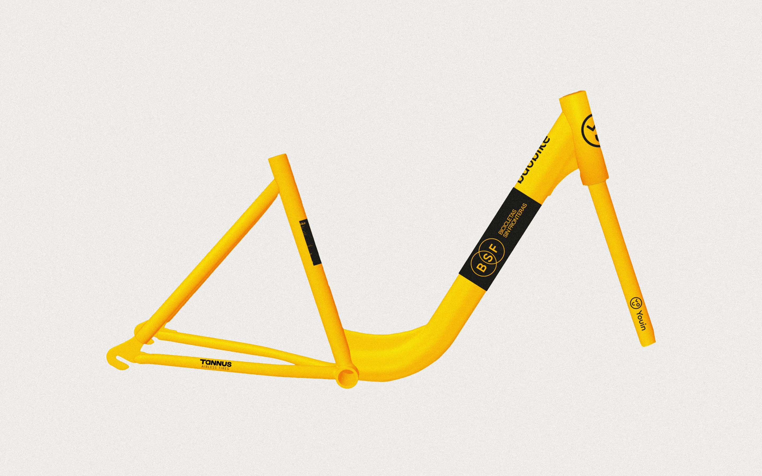 Cyclists Without Borders graphic illustration inspired by bicycle frame geometry