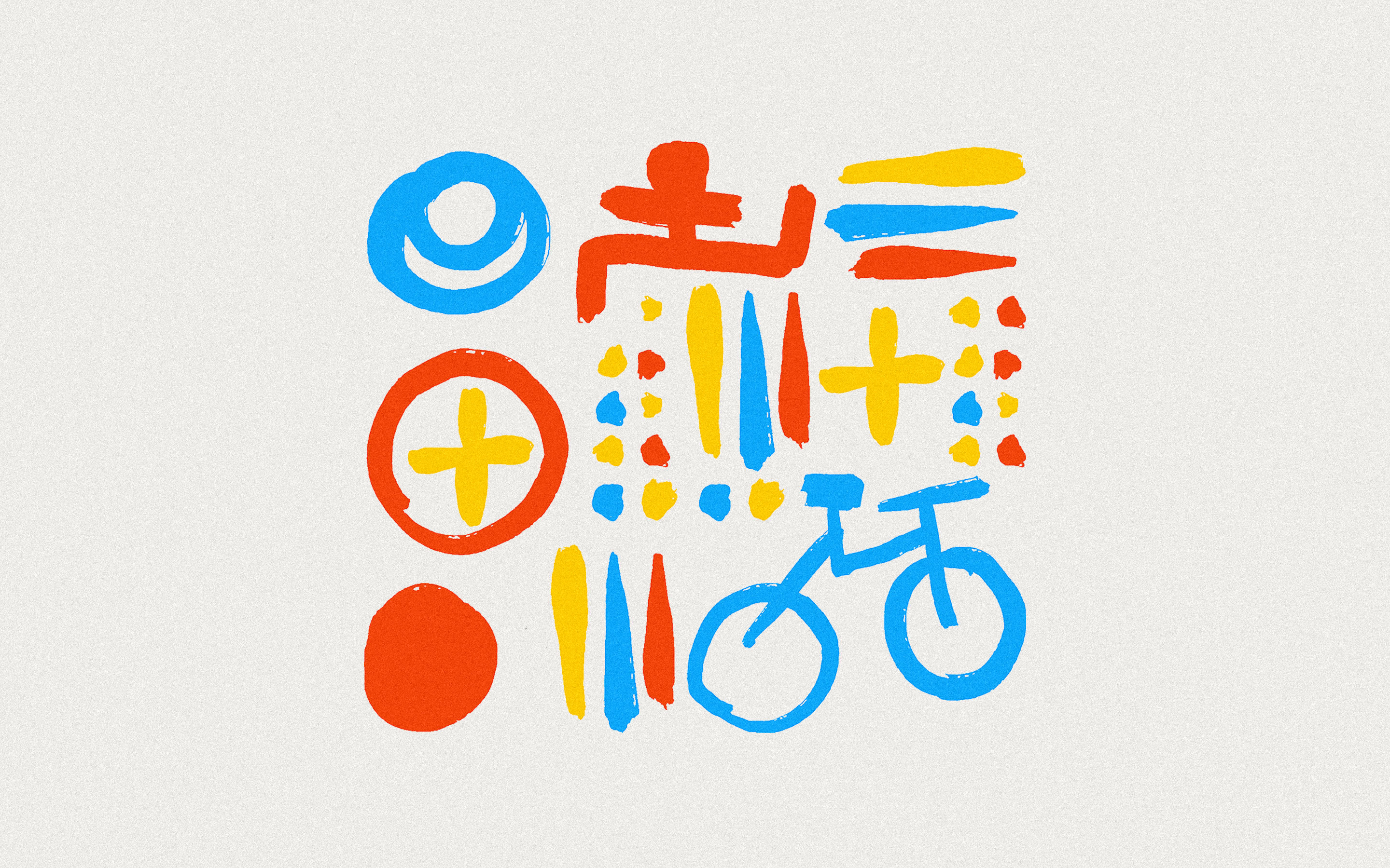 Cyclists Without Borders visual identity icons representing bicycles education and mobility