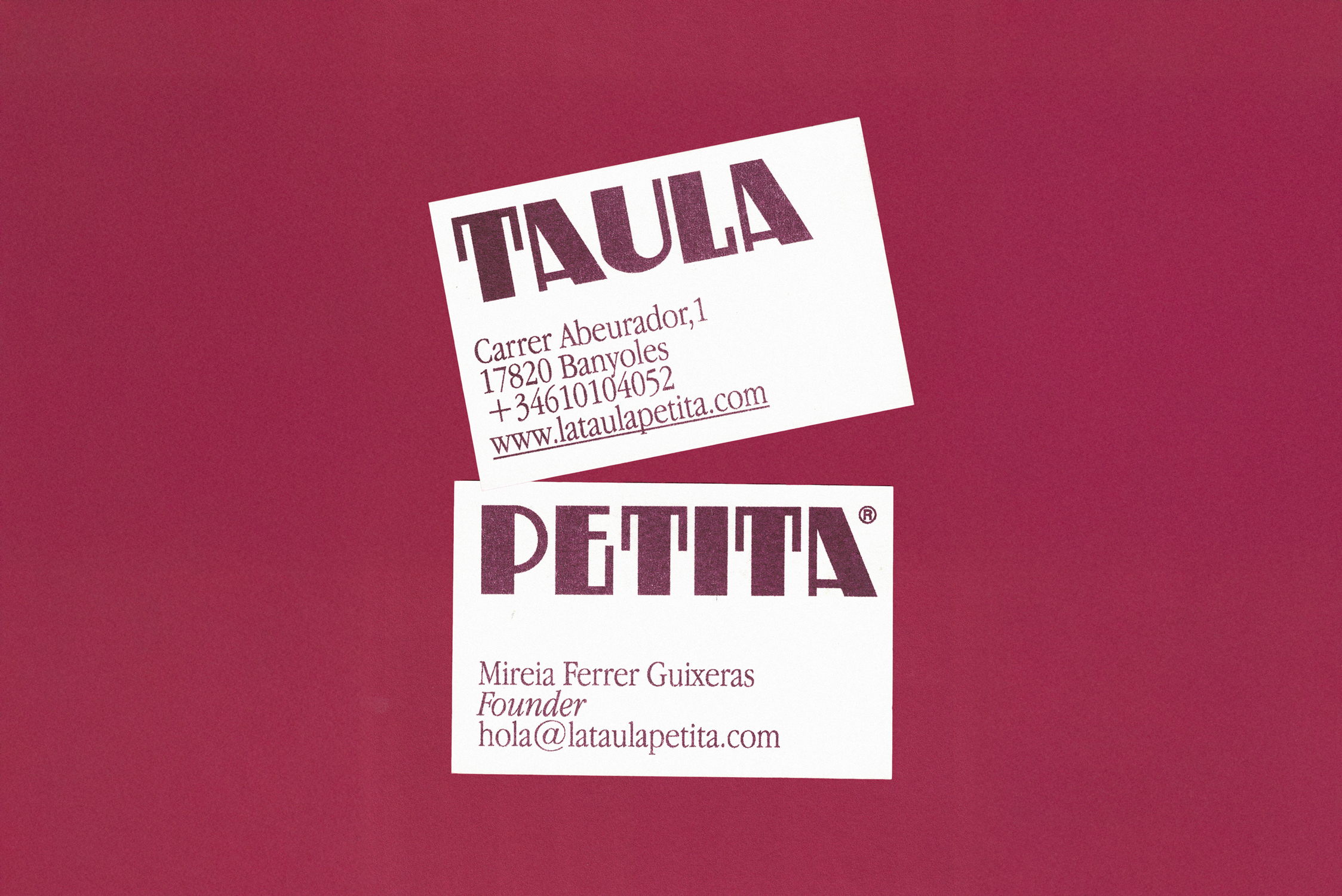 Taula Petita wine shop brand identity stationery design