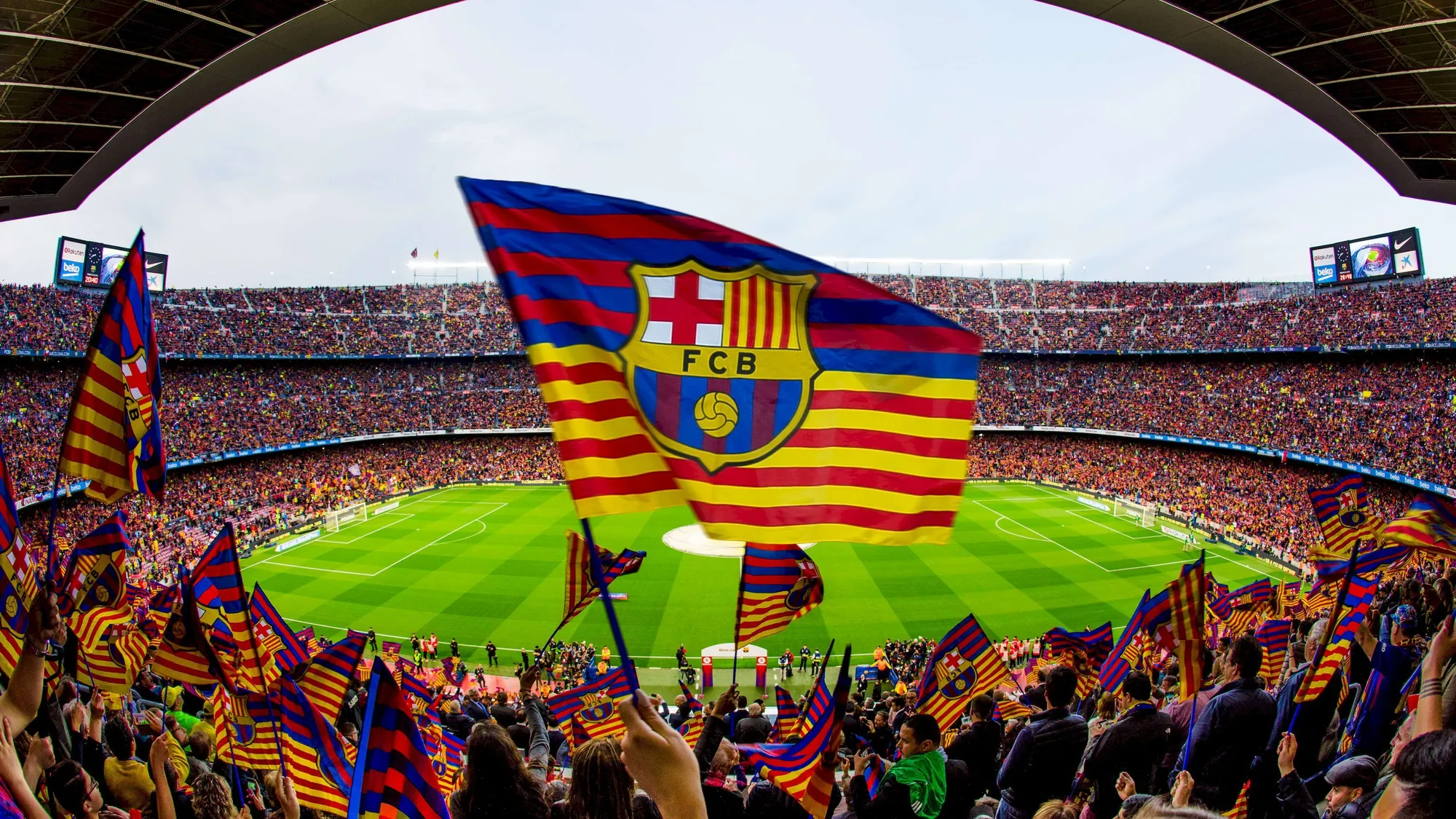 FC Barcelona fan culture stadium atmosphere with supporters and club flags