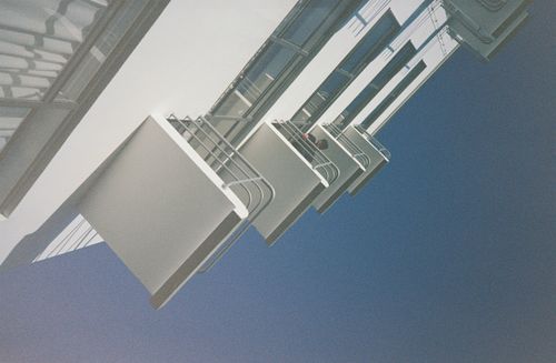 Abstract architectural view of Bauhaus Dessau building