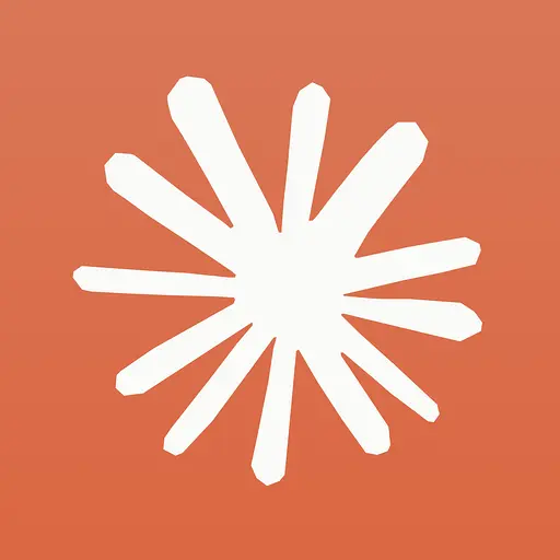 Forme abstraite blanche à douze branches irrégulières sur fond orange.