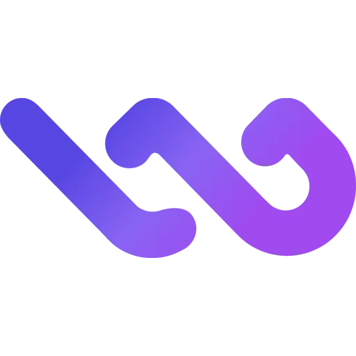 Icône stylisée abstraite en dégradé violet symbolisant une connexion ou un lien.