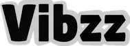 Logo du texte "Vibzz" en caractères gras noirs avec un contour gris.
