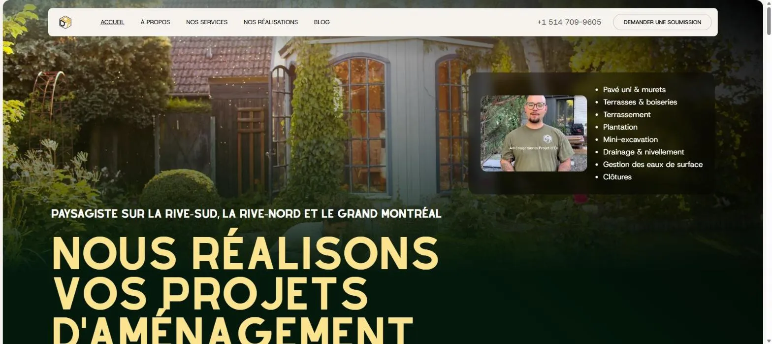 Capture desktop · page d'accueil du site