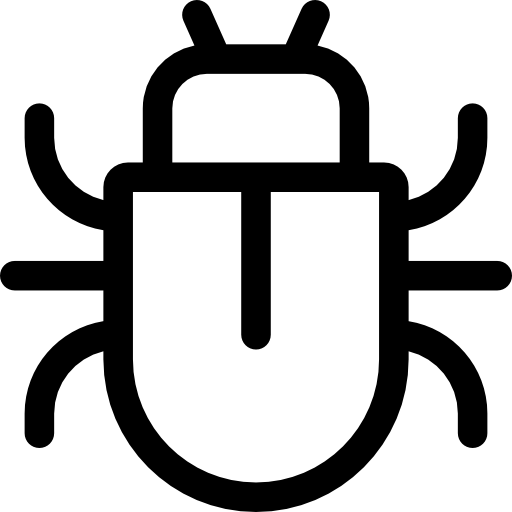 Basit siyah çizgi ile çizilmiş böcek simgesi.