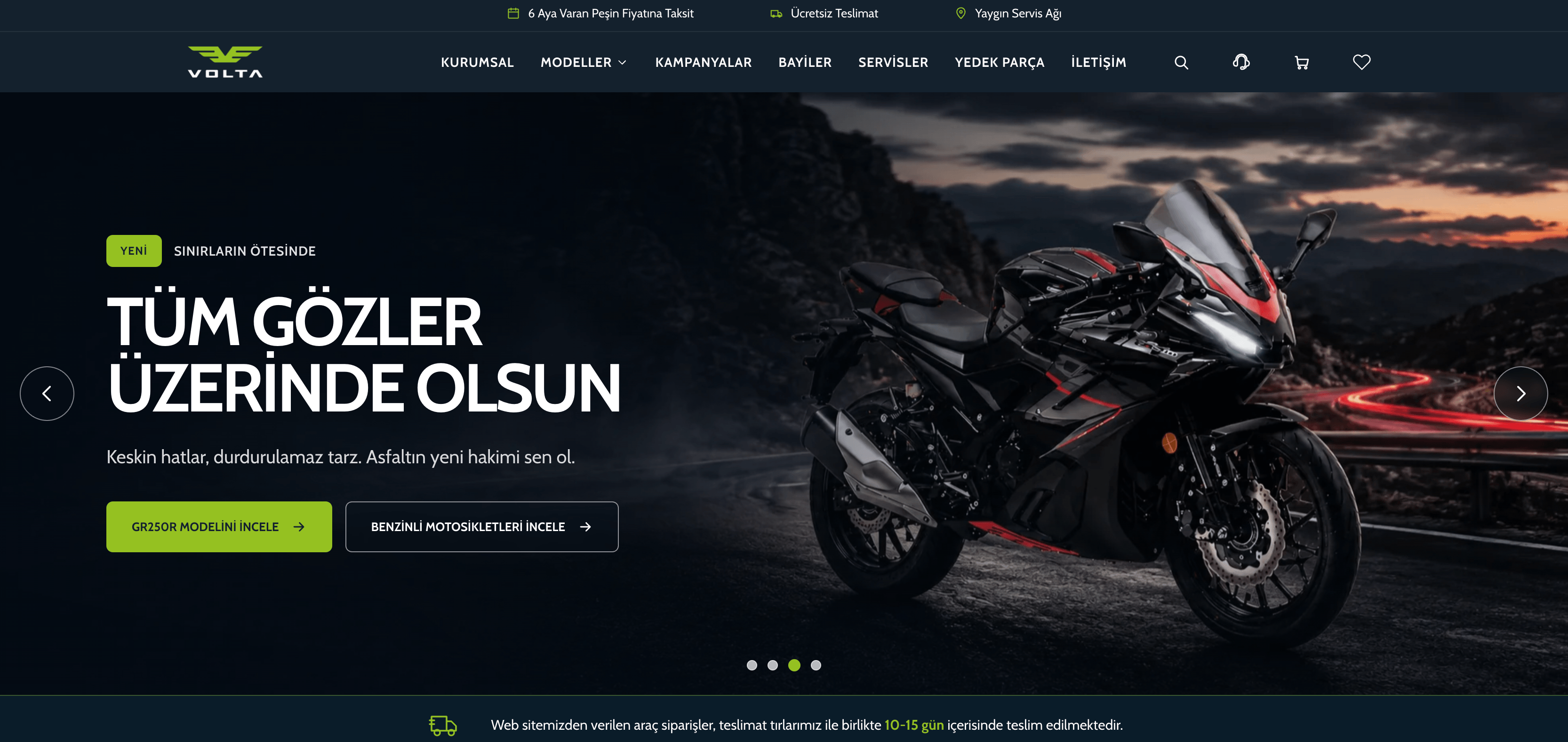 Volta Motor Shopify store homepage