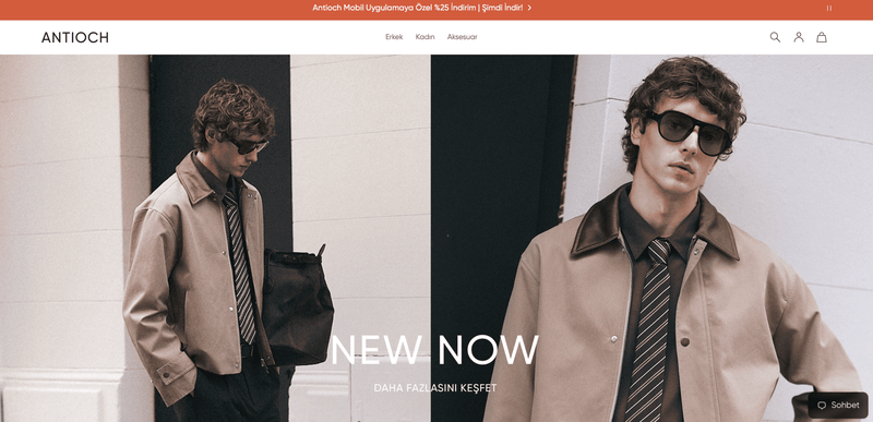 Antioch home page: a single campaign photo and the NEW NOW headline