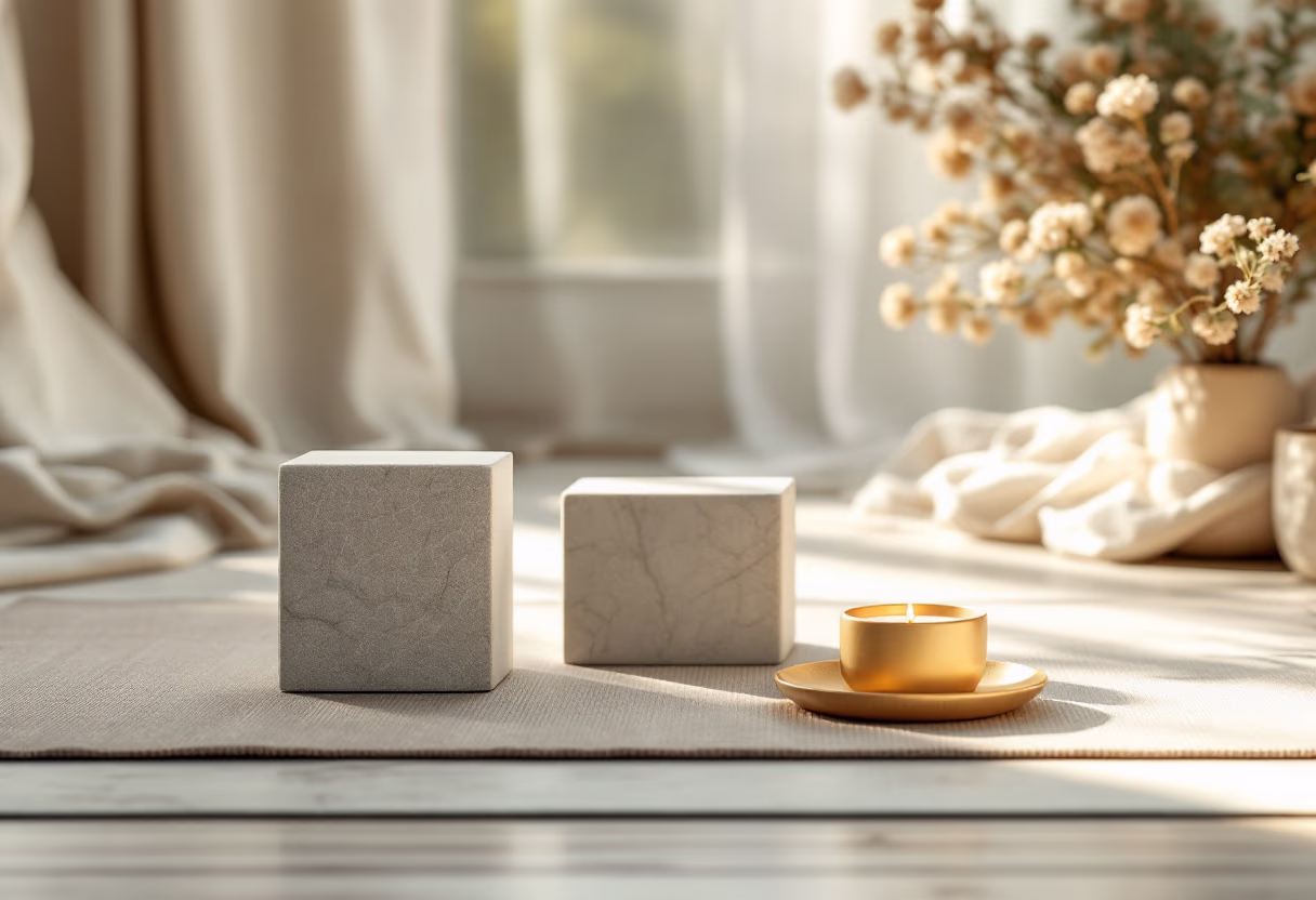 yoga mat and blocks setup