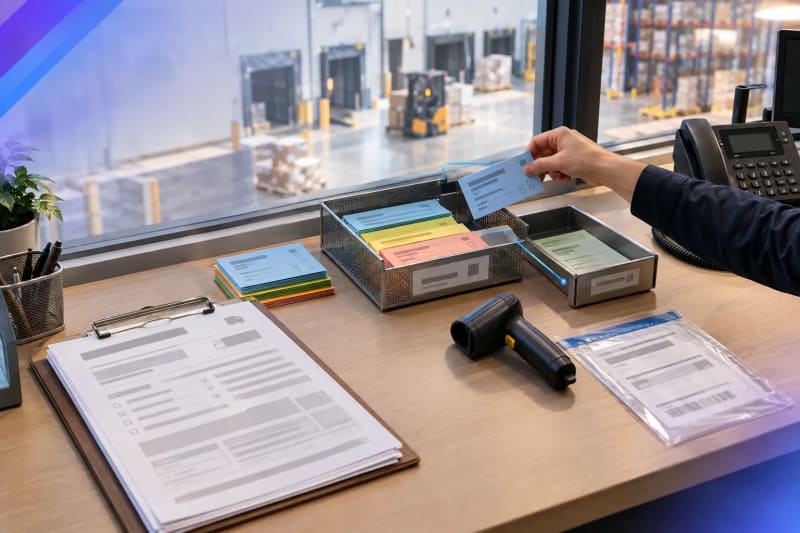 Fulfillment coordinator organizing carrier appointment requests into an intake and confirmation workflow for inbound dock scheduling automation.