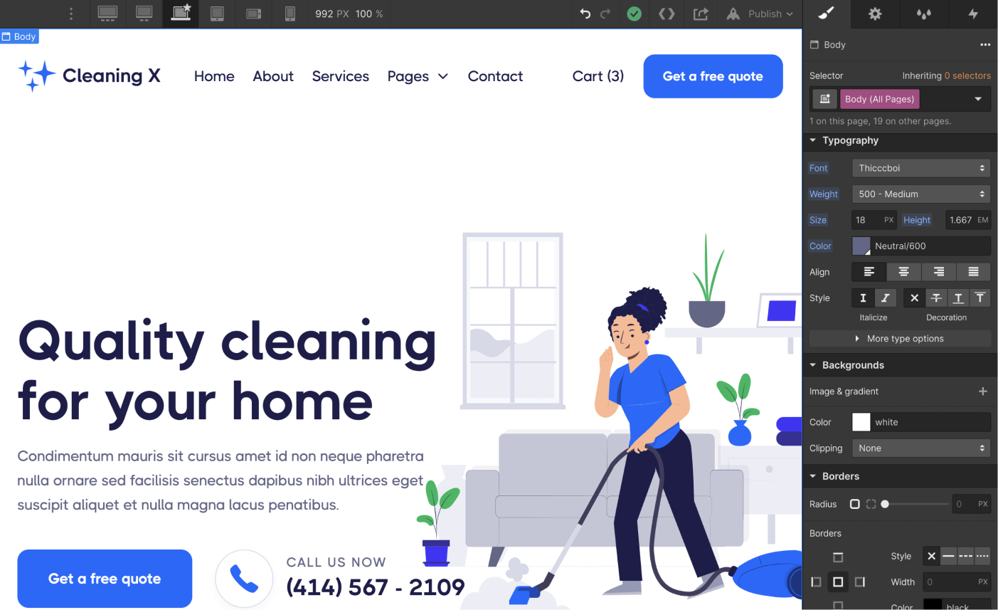 Typography - Cleaning X Webflow Template