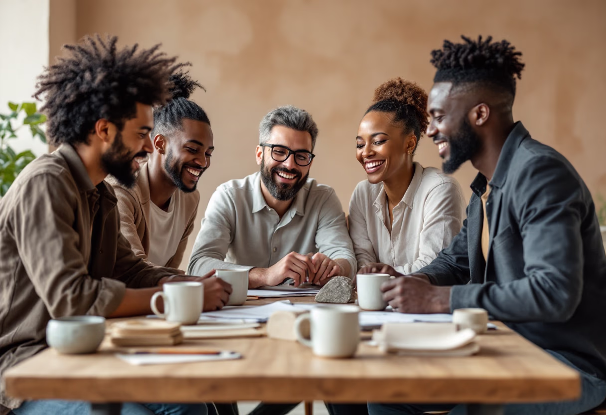 image of accountants collaborating at a wooden desk