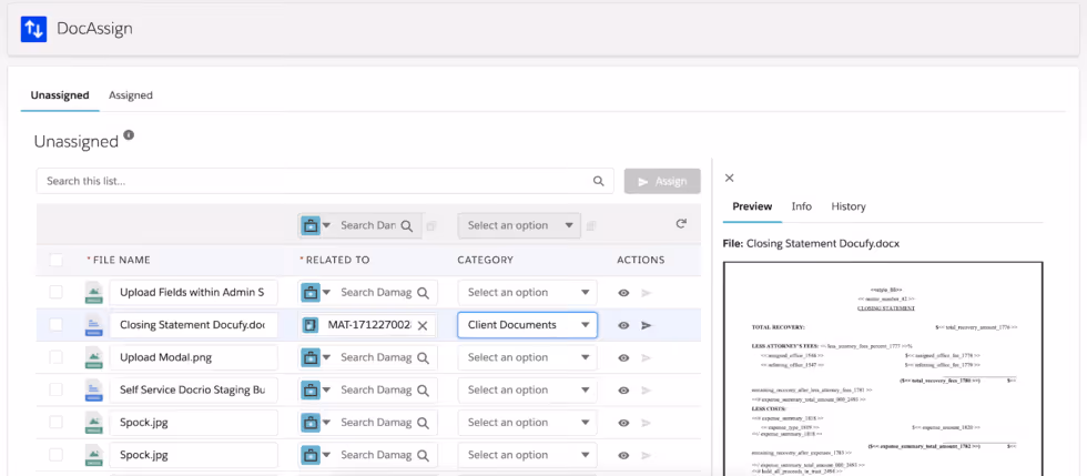 docassign settings