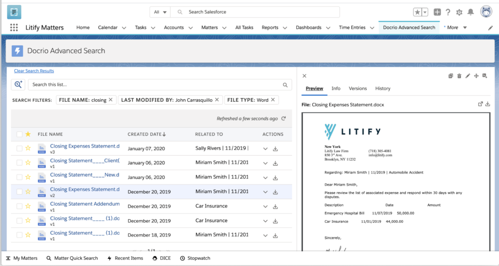 docrio advanced search